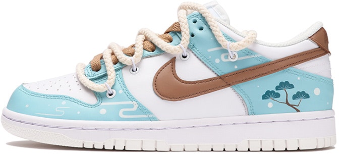 custom-shoes-nike-dunk-low-pine-and-bamboo-classical-clouds-deconstructed-dual-laces-vibe-vintage-blue-white