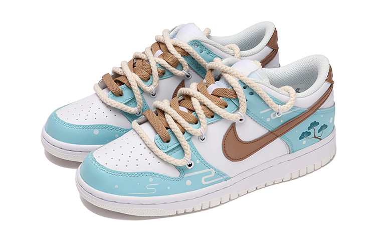 Lookbook Nike Dunk Low Personalizadas "Bambú y Pino" DH9765-100(TeamThree-女款松柏蓝白)
