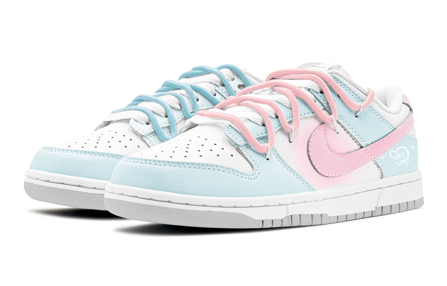 Lookbook 나이키 덩크 로우 '핑크 블루 씨솔트 케이크' (커스텀) DV0831-101(TeamS-粉蓝鸳鸯涂鸦男S-BOX)