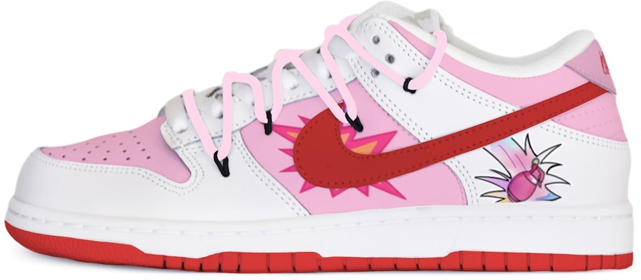 【訂製球鞋】Nike Dunk 低筒 Pink Bomb 粉紅炸彈 解構風格 低筒 板鞋 GS 白紅粉 Buy 【訂製球鞋】Nike Dunk 低筒 Pink Bomb 粉紅炸彈 解構風格 低筒 板鞋 GS 白紅粉
