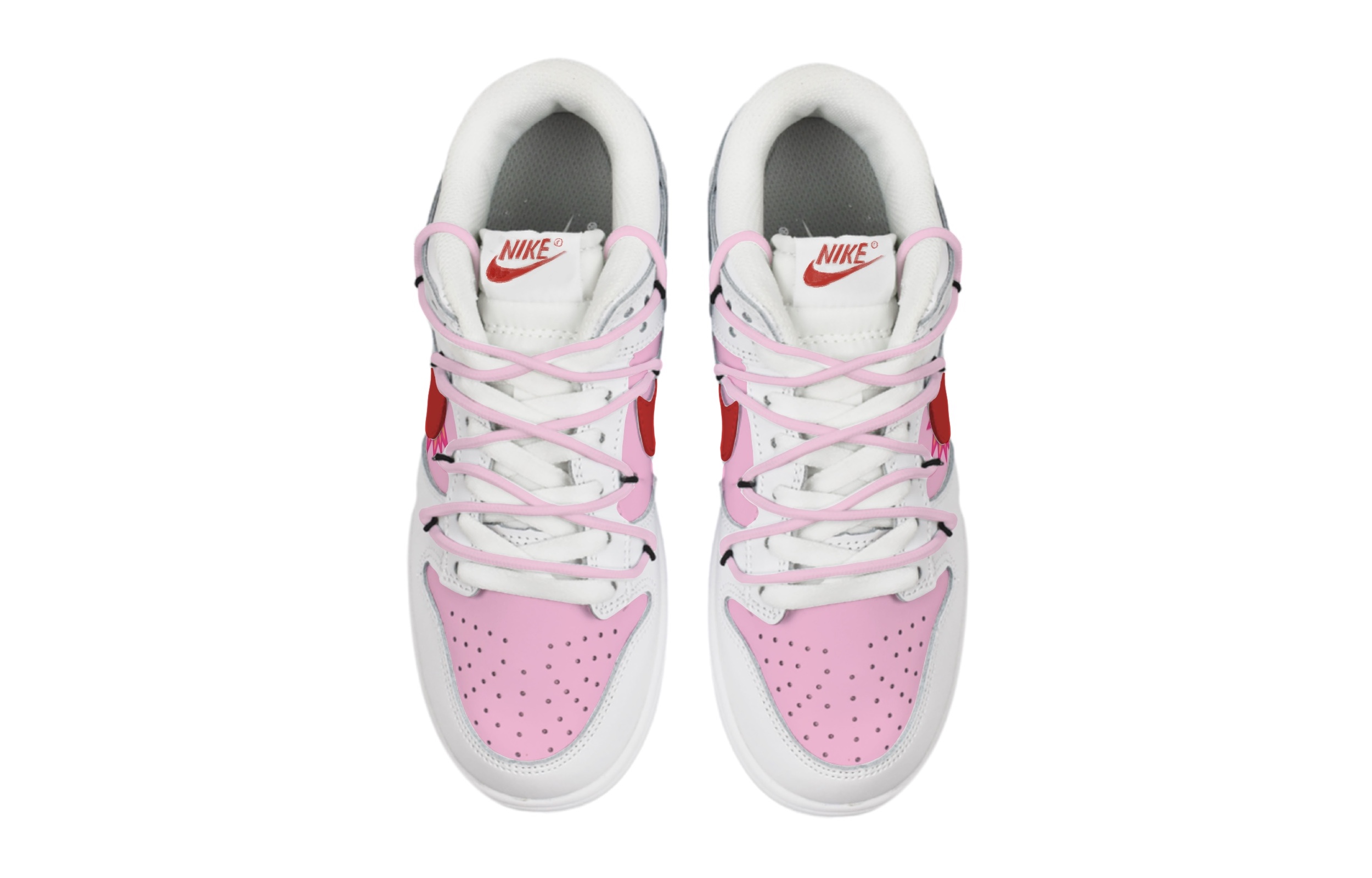 Shop 【訂製球鞋】Nike Dunk 低筒 Pink Bomb 粉紅炸彈 解構風格 低筒 板鞋 GS 白紅粉