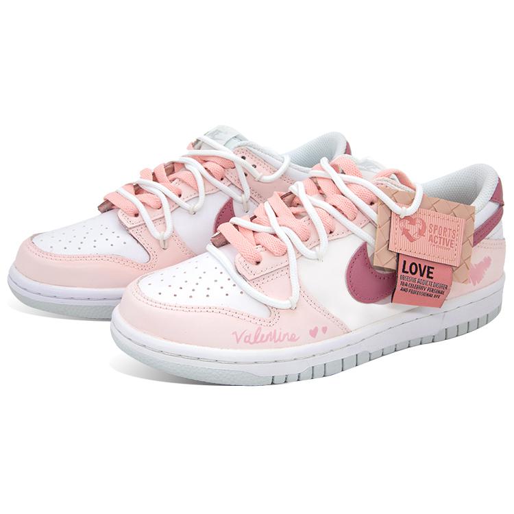 Shop 나이키 덩크 로우 '핑크 그래피티 하트' (커스텀) DH9765-102（Team175-LOVE）