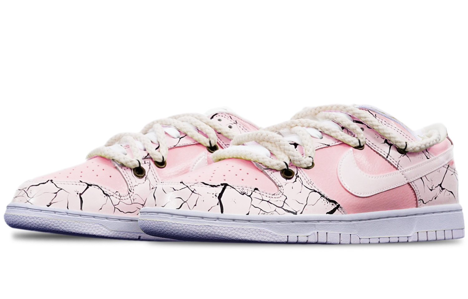 Lookbook 나이키 덩크 로우 '핑크 마카롱' (커스텀) DH9765-100(TeamT-爆裂纹粉红白女S-BOX)