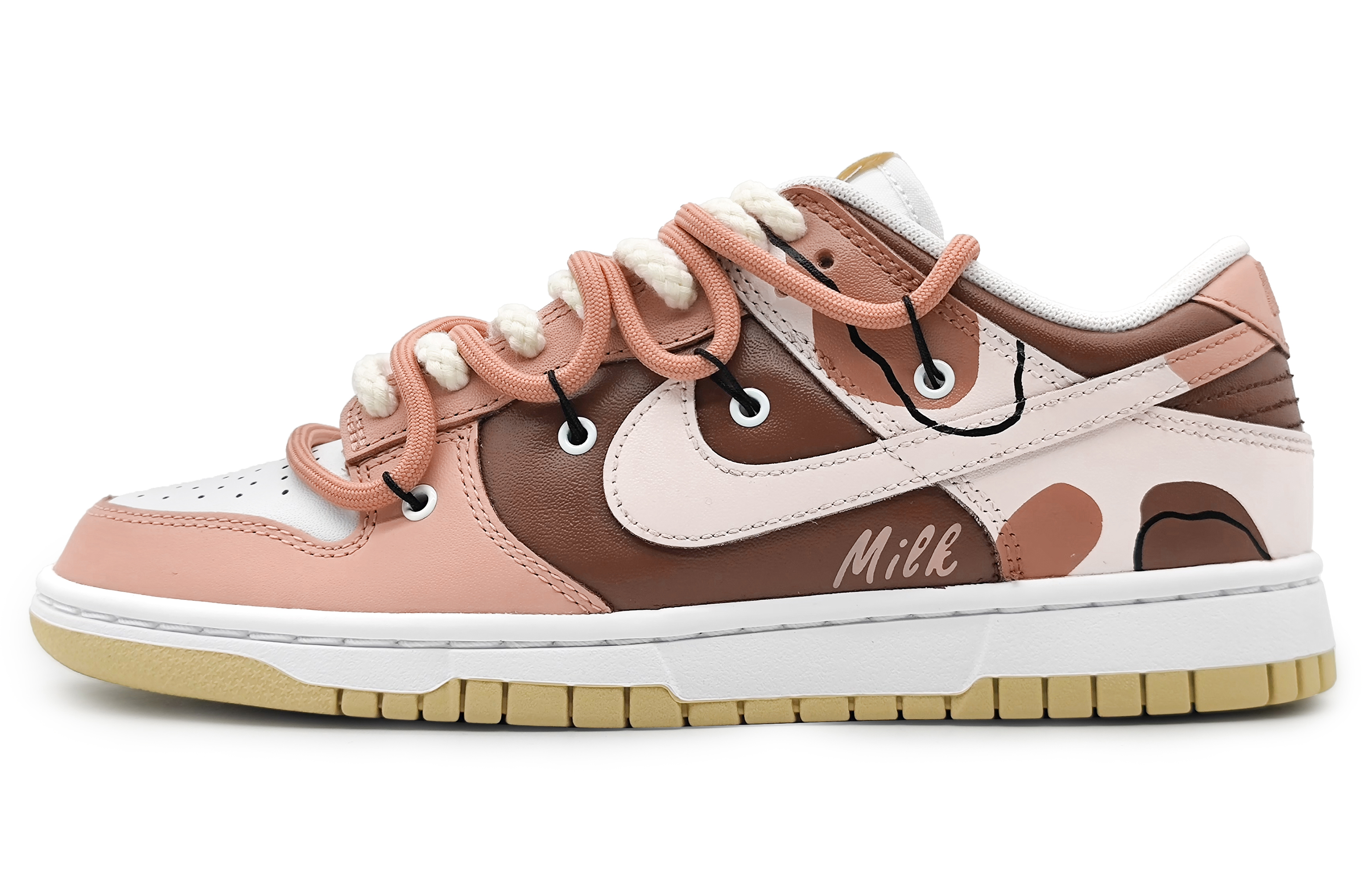 Buy [定制鞋] Nike Dunk Low “粉色波纹拼接” DV0833-100(Team16-奶油milk粉棕2.0)