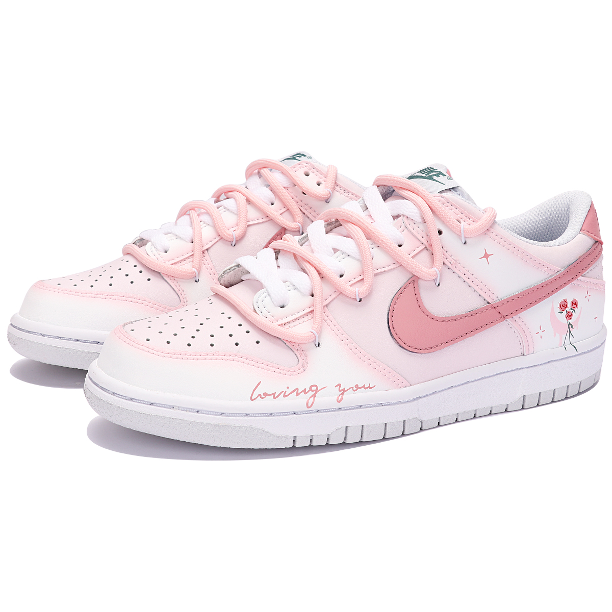 Shop [Kasut Kastam] Nike Dunk Low 'Bulan Mawar Merah Jambu' FD1232-002(TeamThree-粉色浪漫SBOX)