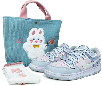 【客製化球鞋】 Nike Dunk Low 粉嫩小白兔 解構風 雙鞋帶 校園風 低筒 板鞋 GS 藍粉 Buy 【客製化球鞋】 Nike Dunk Low 粉嫩小白兔 解構風 雙鞋帶 校園風 低筒 板鞋 GS 藍粉