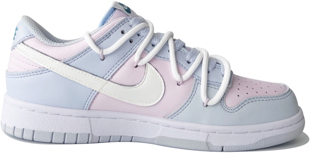 【客製化球鞋】 Nike Dunk Low 粉嫩小白兔 解構風 雙鞋帶 校園風 低筒 板鞋 GS 藍粉 Lookbook 【客製化球鞋】 Nike Dunk Low 粉嫩小白兔 解構風 雙鞋帶 校園風 低筒 板鞋 GS 藍粉