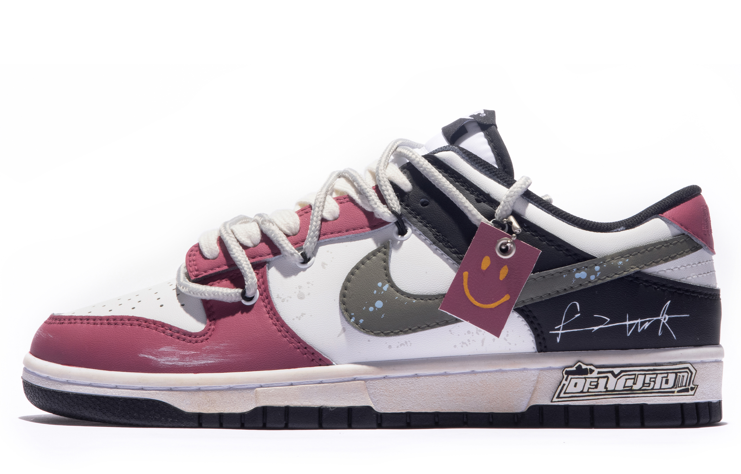 Buy [Zapatillas Personalizadas] Nike Dunk Low 'Rosa Blanco Negro' DD1391-100(TeamM-男款粉红拉法S-BOX)