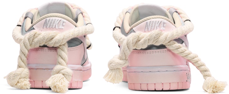 【訂製球鞋】Nike Dunk Low 復古做舊 麻繩綁帶 笑臉布貼 低筒 板鞋 男款 粉白灰 Shop 【訂製球鞋】Nike Dunk Low 復古做舊 麻繩綁帶 笑臉布貼 低筒 板鞋 男款 粉白灰
