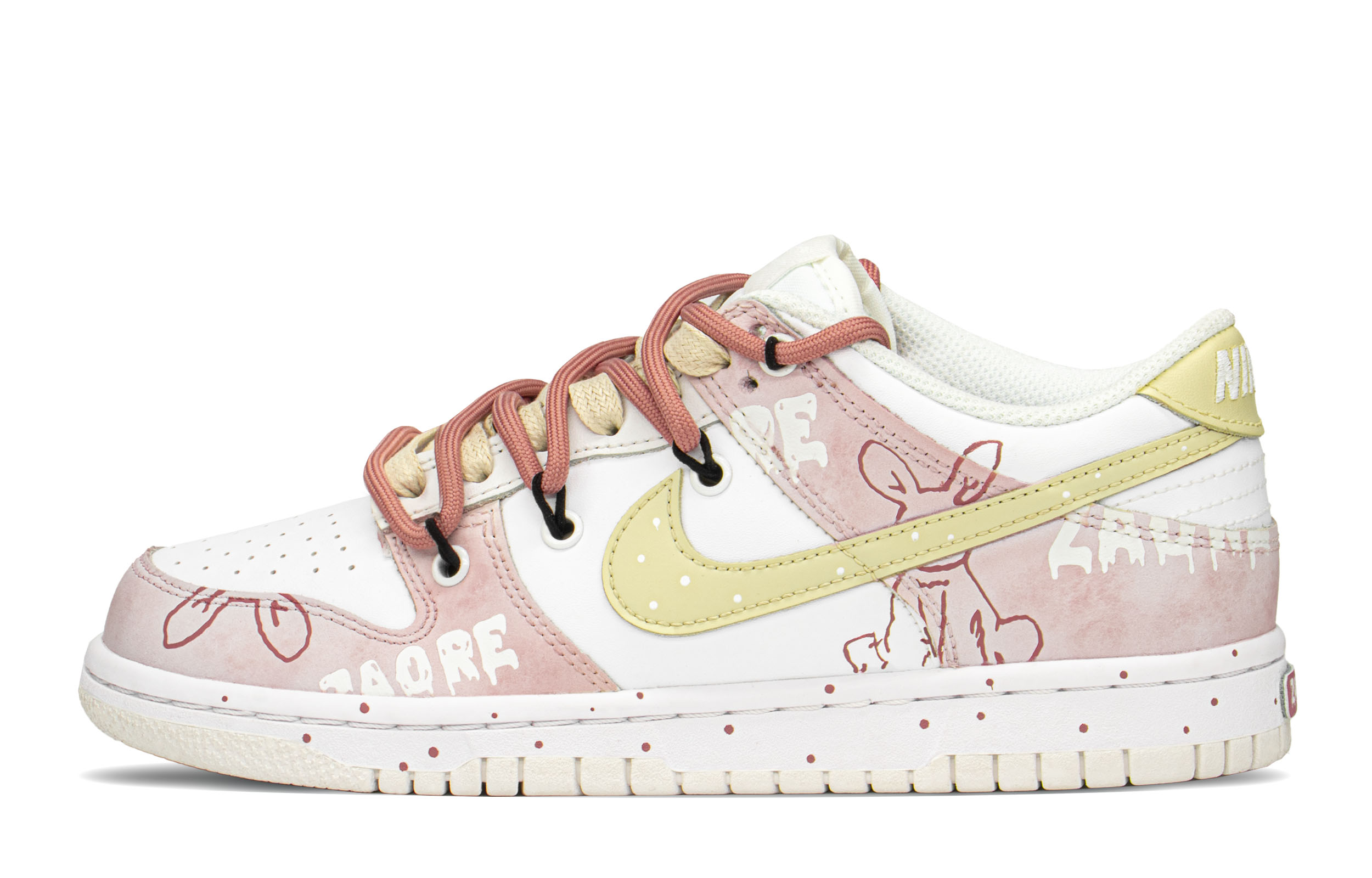 Buy [Kasut Custom] Nike Dunk Low 'Pink Yellow Graffiti Rabbit' DH9765-100(TeamA-DK涂鸦兔S-BOX)