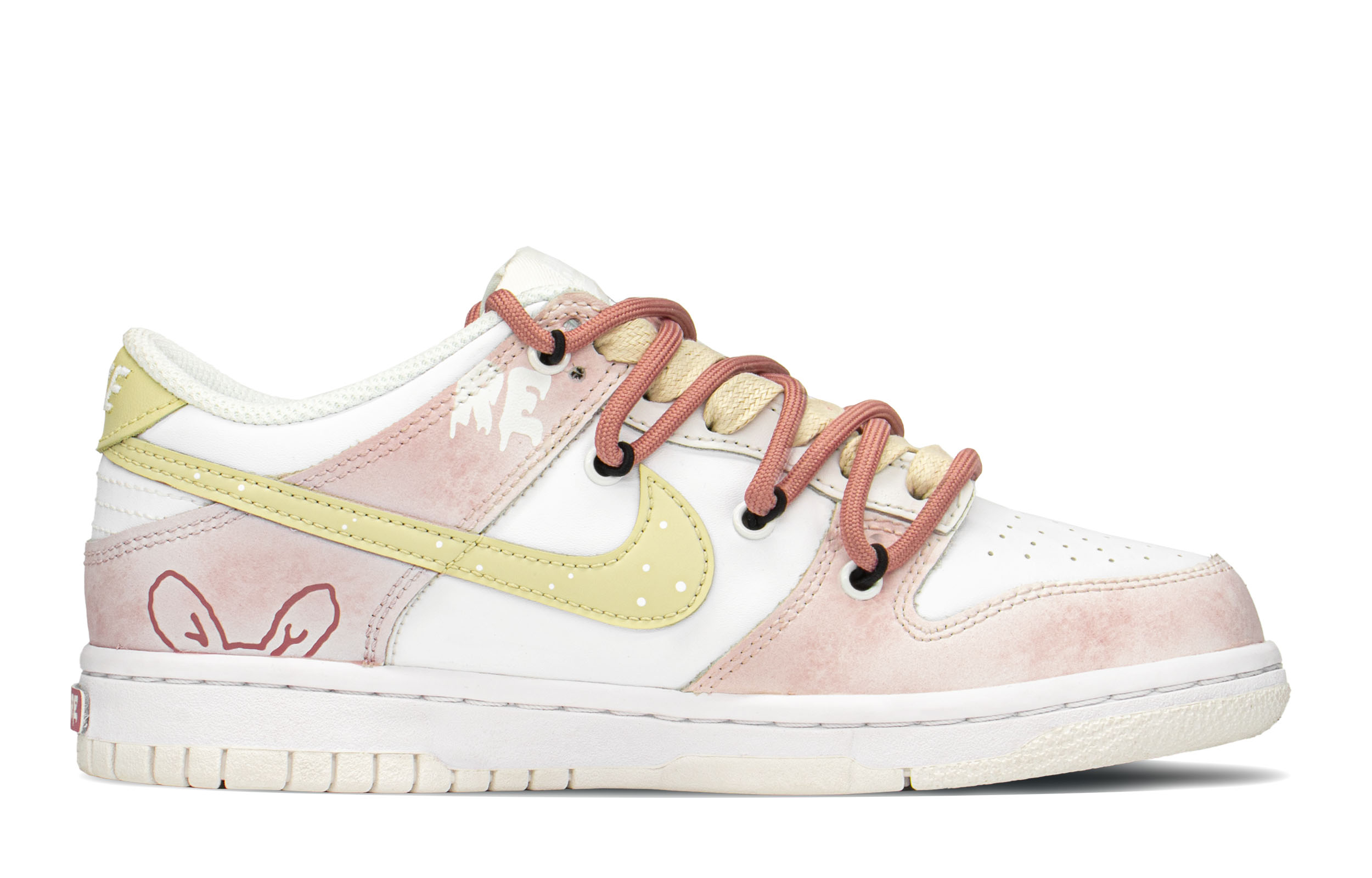 Order [Kasut Custom] Nike Dunk Low 'Pink Yellow Graffiti Rabbit' DH9765-100(TeamA-DK涂鸦兔S-BOX)