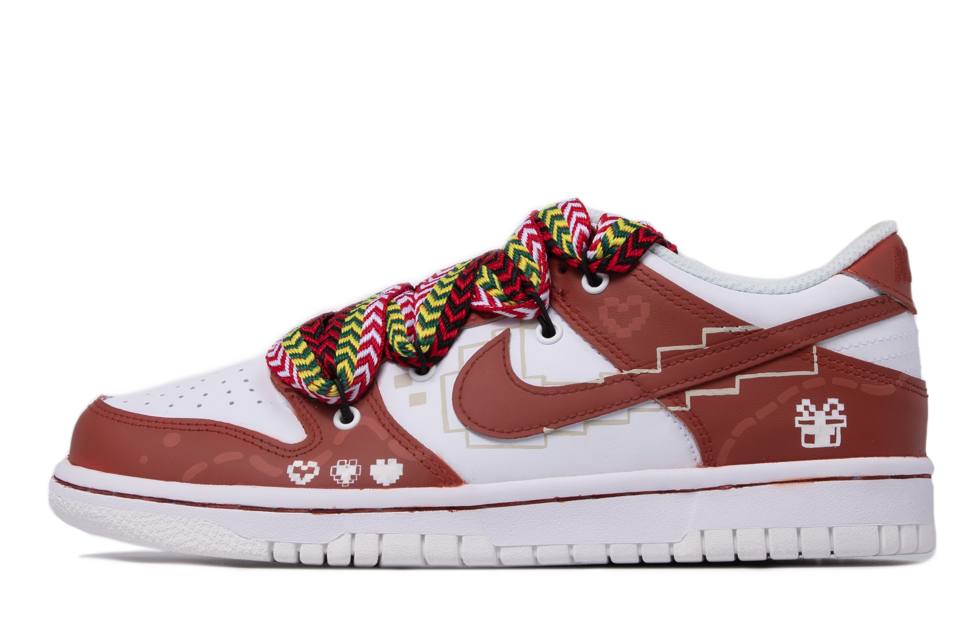 Buy [Nike] Dunk Low 'Pixel Christmas' Sepatu Custom Natal DH9765-100(TeamM-女款像素圣诞红白)