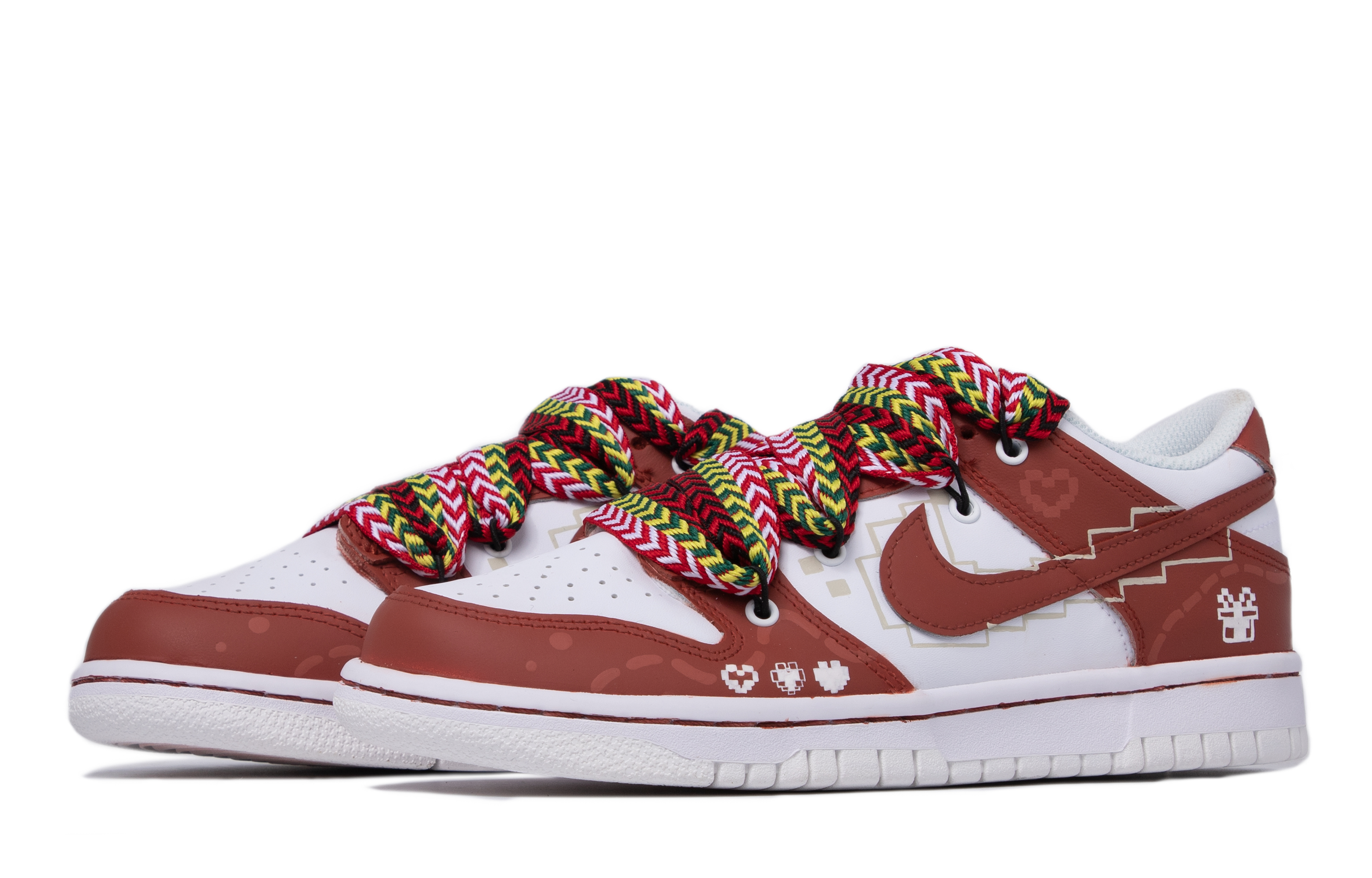 Lookbook [Nike] Dunk Low 'Pixel Christmas' Sepatu Custom Natal DH9765-100(TeamM-女款像素圣诞红白)