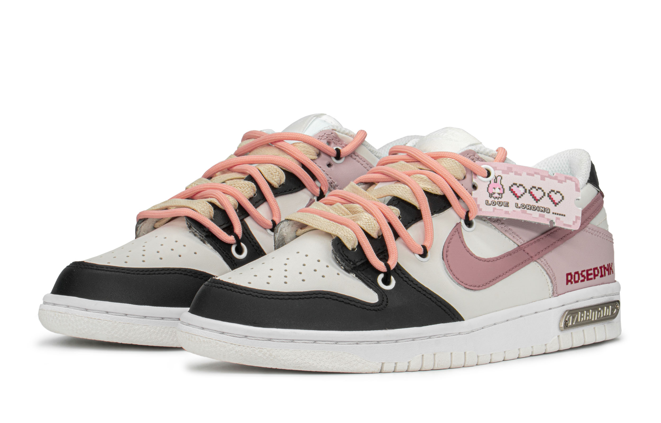 Lookbook [Kasut Custom] Nike Dunk Low 'Pixelated Rose Pink-Hitam' DH9765-100(TeamA-DK像素玫瑰)