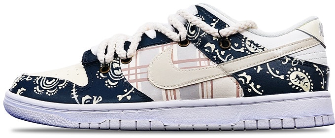 custom-shoes-nike-dunk-low-plaid-cashew-flower-vibe