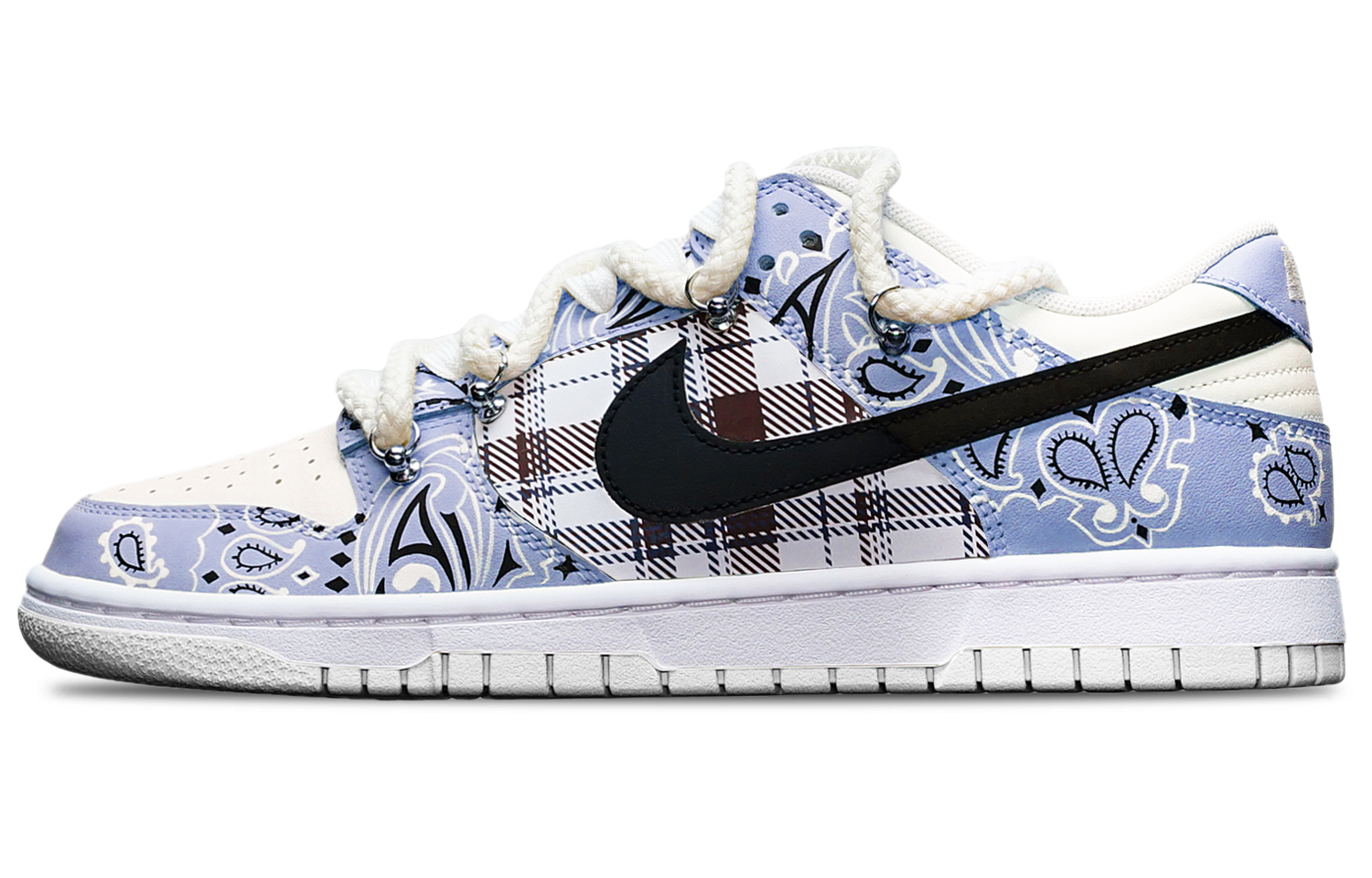 [Custom Shoes] Nike Dunk Low 'Plaid Paisley Blue-Purple-White'