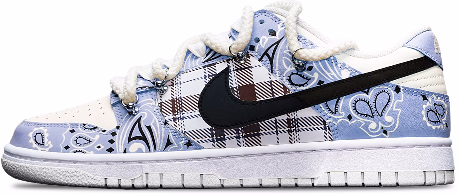 custom-shoes-nike-dunk-low-plaid-paisley-blue-purple-white