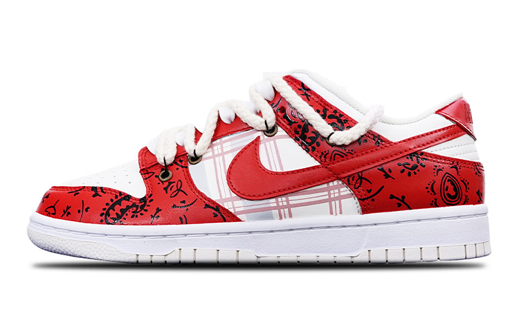 Buy [Kasut Custom] Nike Dunk Low 'Cetakan Plad Vibe Bunga Cashew' DH9765-100(TeamT-腰果花藏红白S-BOX)