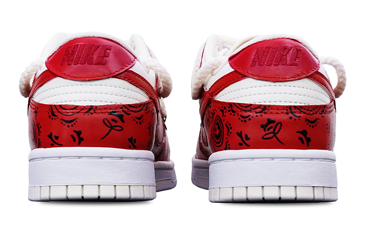 Shop [Kasut Custom] Nike Dunk Low 'Cetakan Plad Vibe Bunga Cashew' DH9765-100(TeamT-腰果花藏红白S-BOX)