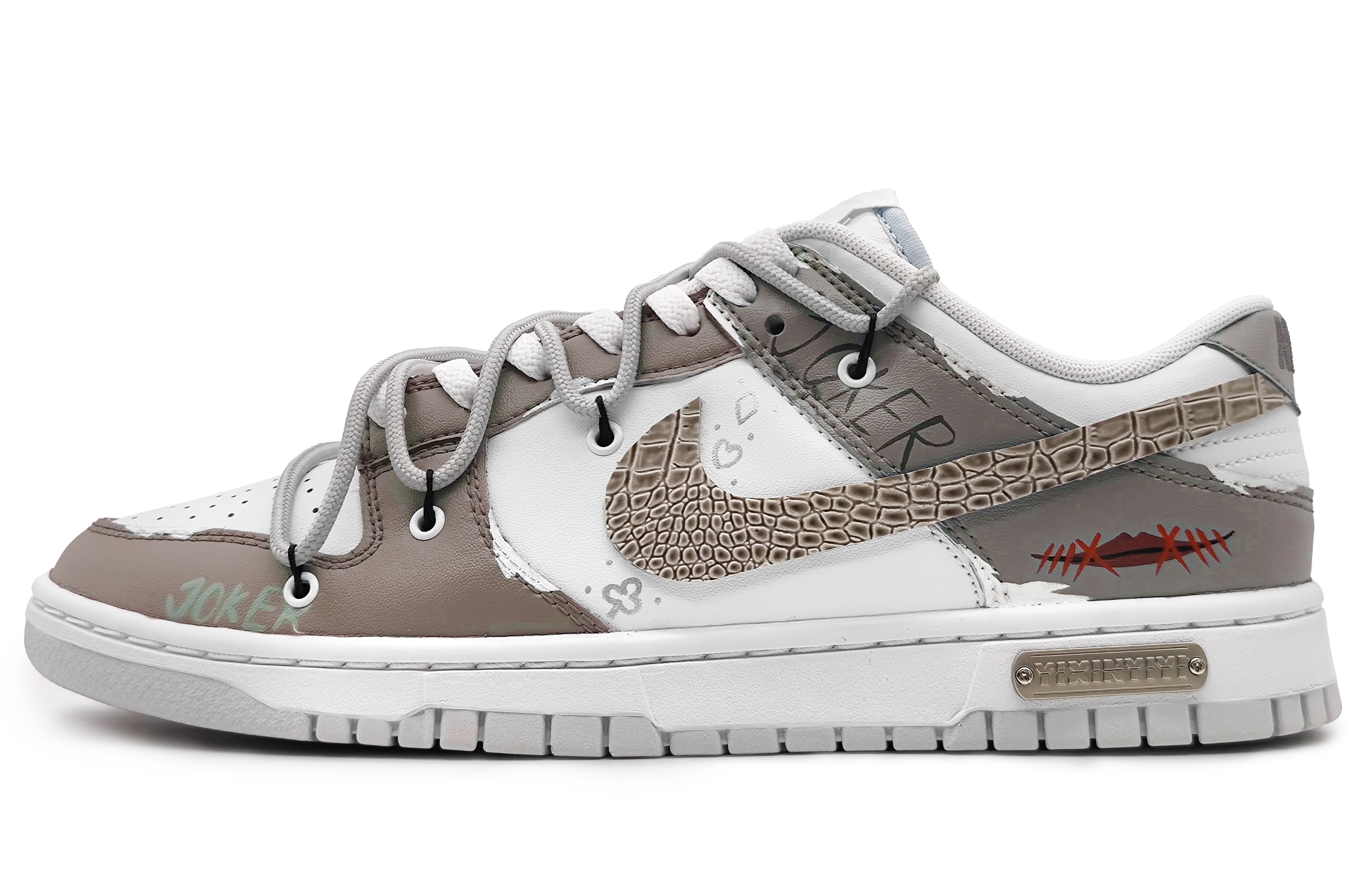 Buy [Sepatu Custom] Nike Dunk Low 'Poker Joker Buaya' DV0831-101(Team16-男款魔术空间灰棕)