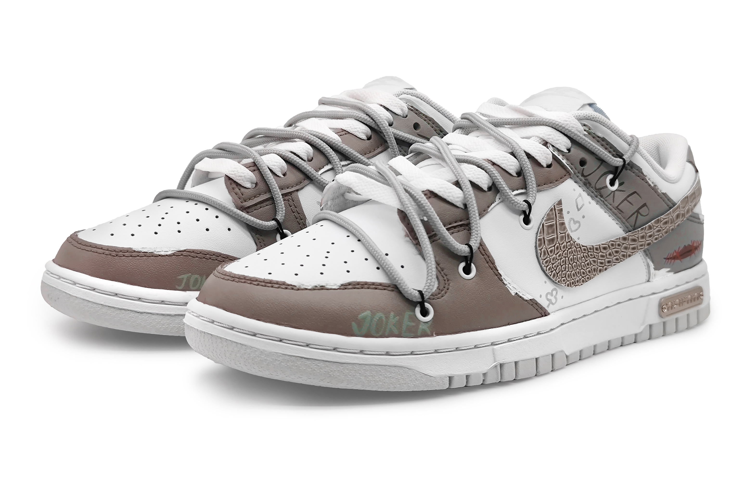 Lookbook [Zapatos Personalizados] Nike Dunk Low 'Poker Joker Gris-Marrón' DH9765-102(Team16-女款魔术空间灰棕)