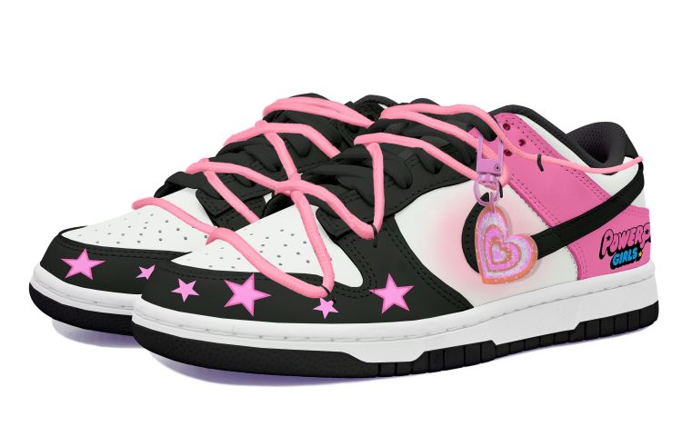 Shop 나이키 덩크 로우 '파워퍼프걸스 핑크' (커스텀) CW1590-100(Team拾玖-粉色女警S-BOX)