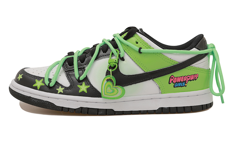 Buy [定制鞋款] 耐克Dunk低帮 女孩星星绒解构黑白绿粉配色 CW1590-100(Team拾玖-绿色女警S-BOX)