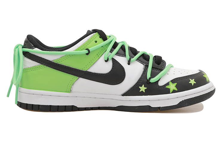 Order [定制鞋款] 耐克Dunk低帮 女孩星星绒解构黑白绿粉配色 CW1590-100(Team拾玖-绿色女警S-BOX)