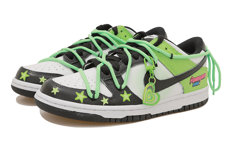 Lookbook [定制鞋款] 耐克Dunk低帮 女孩星星绒解构黑白绿粉配色 CW1590-100(Team拾玖-绿色女警S-BOX)