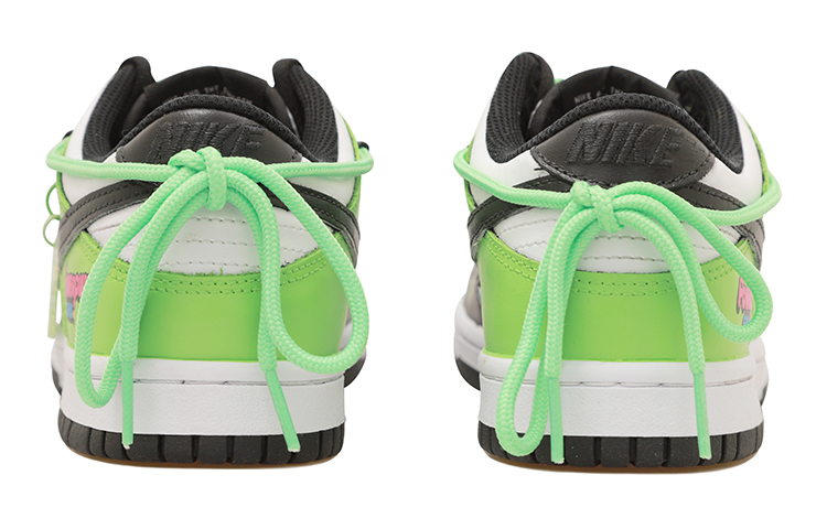 Shop [定制鞋款] 耐克Dunk低帮 女孩星星绒解构黑白绿粉配色 CW1590-100(Team拾玖-绿色女警S-BOX)