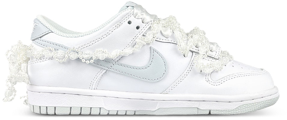【訂製球鞋】Nike Dunk Low 純愛芭蕾 解構 蝴蝶結 蕾絲花邊綁帶 防滑減震 低筒 板鞋 GS 白灰 Order 【訂製球鞋】Nike Dunk Low 純愛芭蕾 解構 蝴蝶結 蕾絲花邊綁帶 防滑減震 低筒 板鞋 GS 白灰