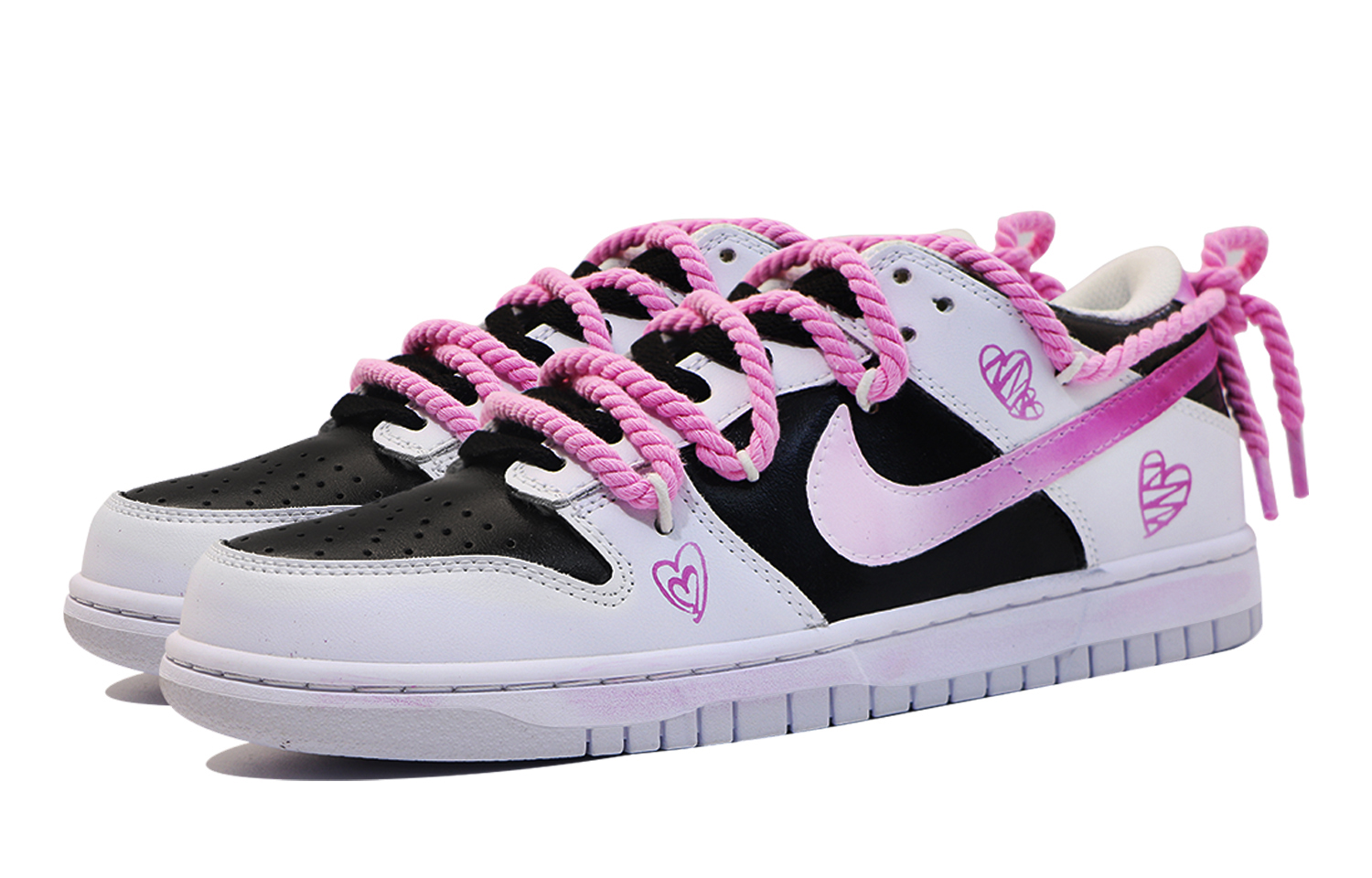 Lookbook [定制鞋款] 耐克Dunk Low“纯铂金黑粉” DV0831-101(Team48-晴天蔷薇男款)