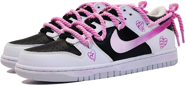 【定製球鞋】Nike Dunk Low "純淨鉑金" 晴天玫瑰 解構 防滑耐磨 低筒 滑板鞋 男款 黑粉 Lookbook 【定製球鞋】Nike Dunk Low "純淨鉑金" 晴天玫瑰 解構 防滑耐磨 低筒 滑板鞋 男款 黑粉