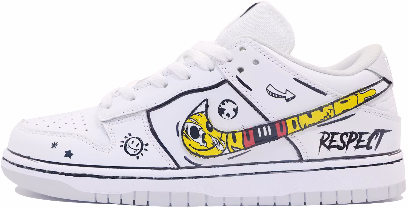 custom-shoes-nike-dunk-low-pure-platinum-hand-painted-yellow