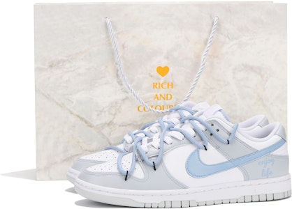 【客製化球鞋】Nike Dunk Low “純鉑金” 風格 高街 英文 低筒 板鞋 男款 灰藍 Details for 【客製化球鞋】Nike Dunk Low “純鉑金” 風格 高街 英文 低筒 板鞋 男款 灰藍