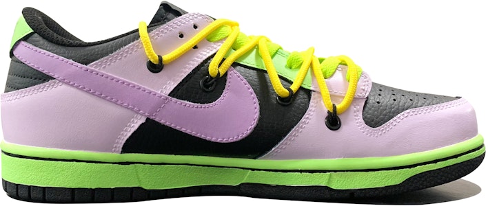 【定製球鞋】Nike Dunk Low 螢光普照 解構風 雙鞋帶 手繪塗鴉 復古 低幫 板鞋 GS 紫綠 Order 【定製球鞋】Nike Dunk Low 螢光普照 解構風 雙鞋帶 手繪塗鴉 復古 低幫 板鞋 GS 紫綠