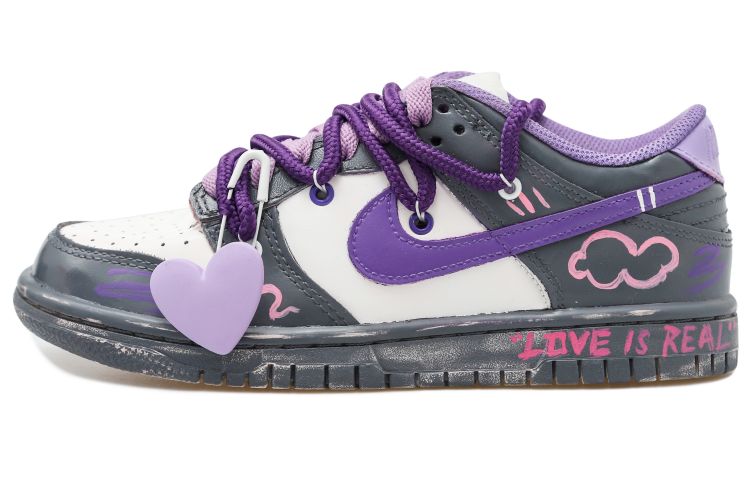 Buy [Zapatillas Personalizadas] Nike Dunk Low 'Púrpura Blanco Gris' DH9765-100(Team拾玖-紫心挂链女S-BOX)