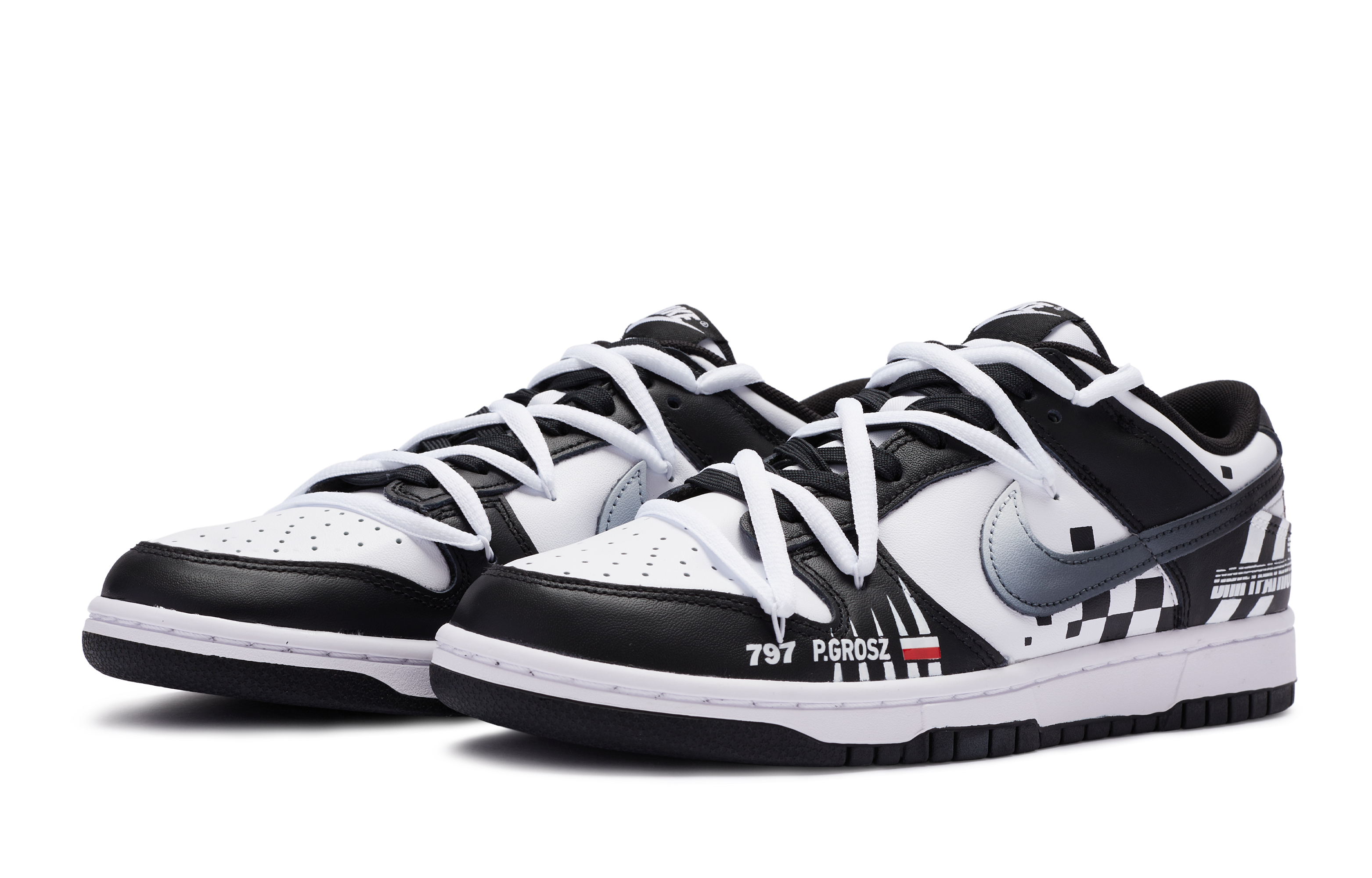 Lookbook [Zapatillas Personalizadas] Nike Dunk Low 'Racer Theme Negro Blanco' CW1590-100(TeamR-女款漂移玩家)