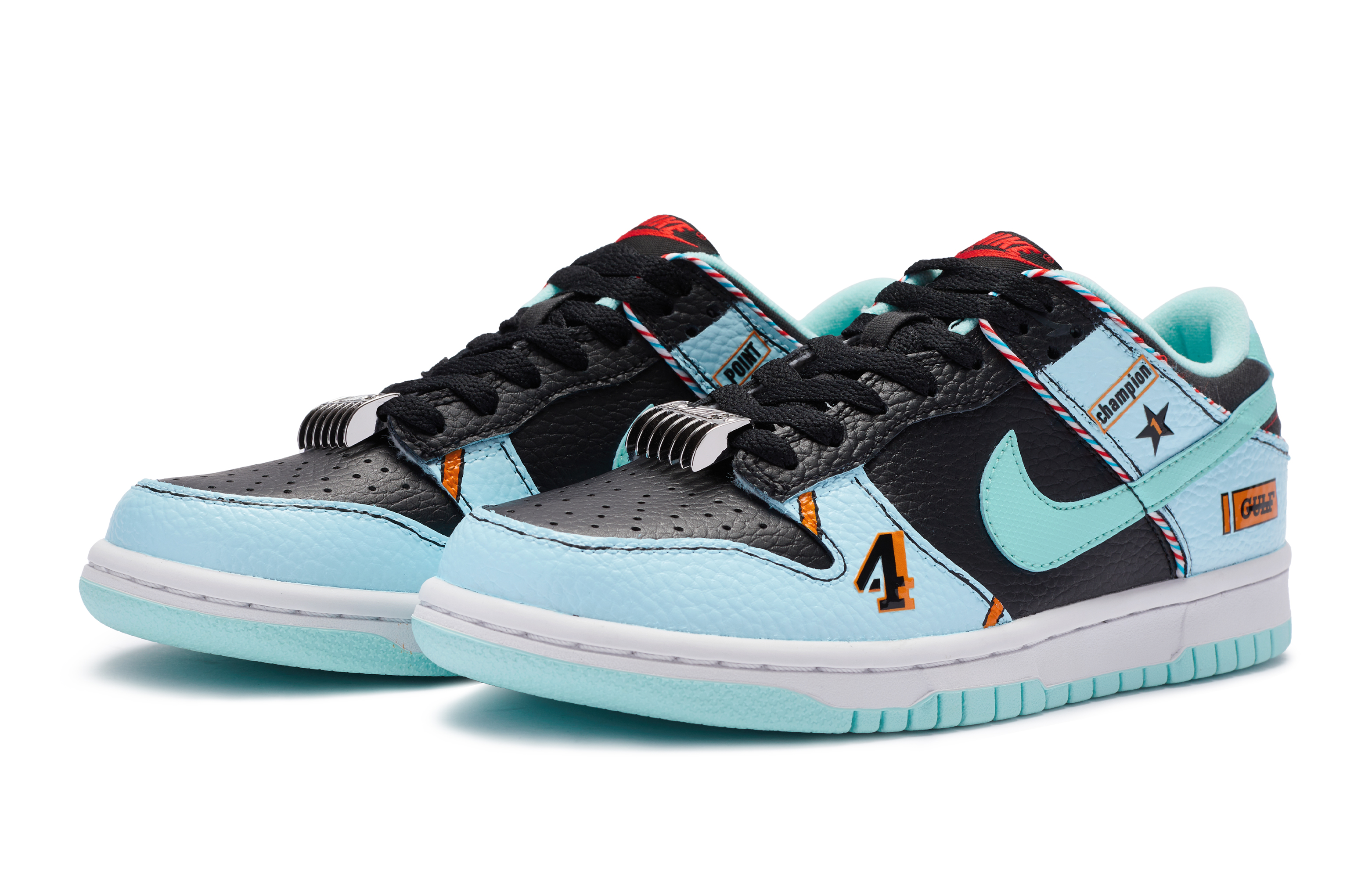 Lookbook [Sepatu Kustom] Nike Dunk Low 'Juara Balap Holiday Biru Hitam Oranye' DN3351-001(TeamR-女款冠军假日)