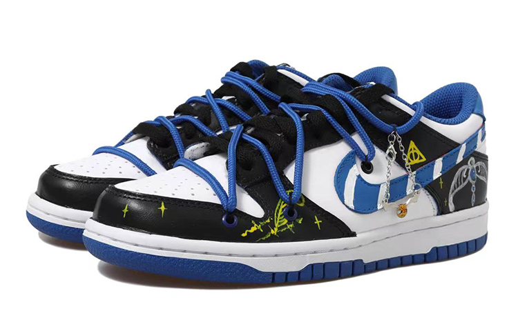 Lookbook 【定製球鞋】 Nike Dunk Low 拉文克勞 冠冕 配飾 解構鞋帶 低幫 板鞋 GS 黑白藍金