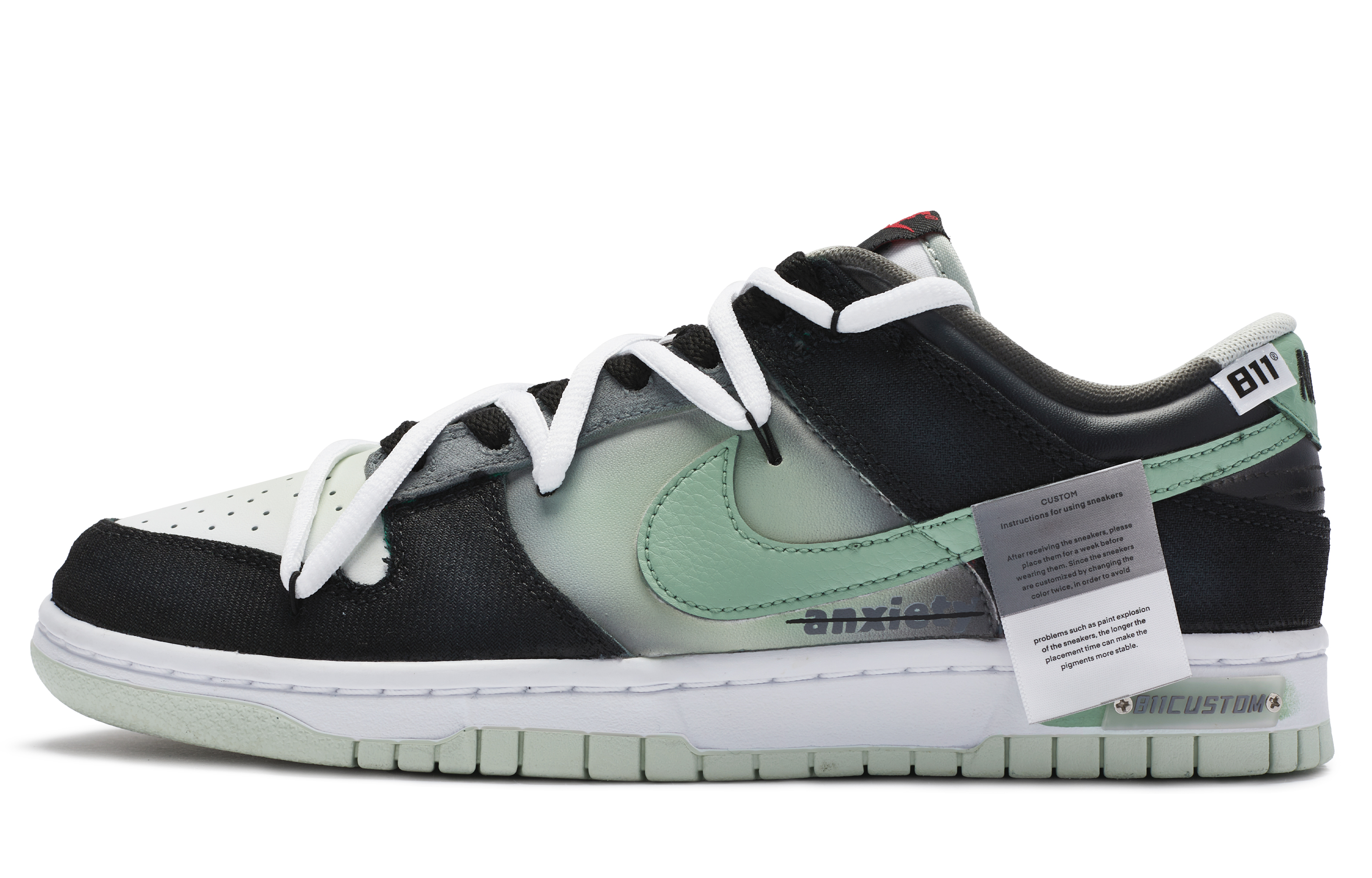 [Custom Shoes] Nike Dunk Low 'Rebel Anxious Black-Green' DV0827-100-479242