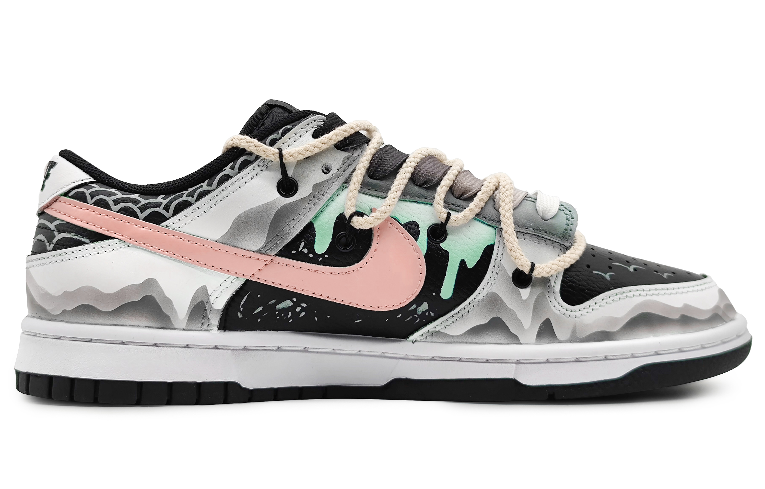 Order 【カスタムシューズ】ナイキ ダンク ロー「レッドブラックドラゴンスケール」 DV0831-002(Team16-男款龙游万川红)