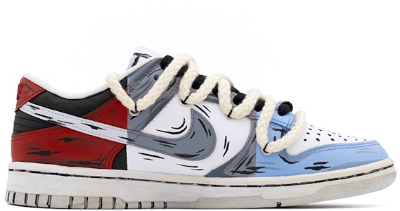 ナイキ ダンク ロー「レッドブルーグレーパッチワーク」カスタムシューズ DV0831-101(Team肆-男款二次元撞色手绘A) Order ナイキ ダンク ロー「レッドブルーグレーパッチワーク」カスタムシューズ DV0831-101(Team肆-男款二次元撞色手绘A)