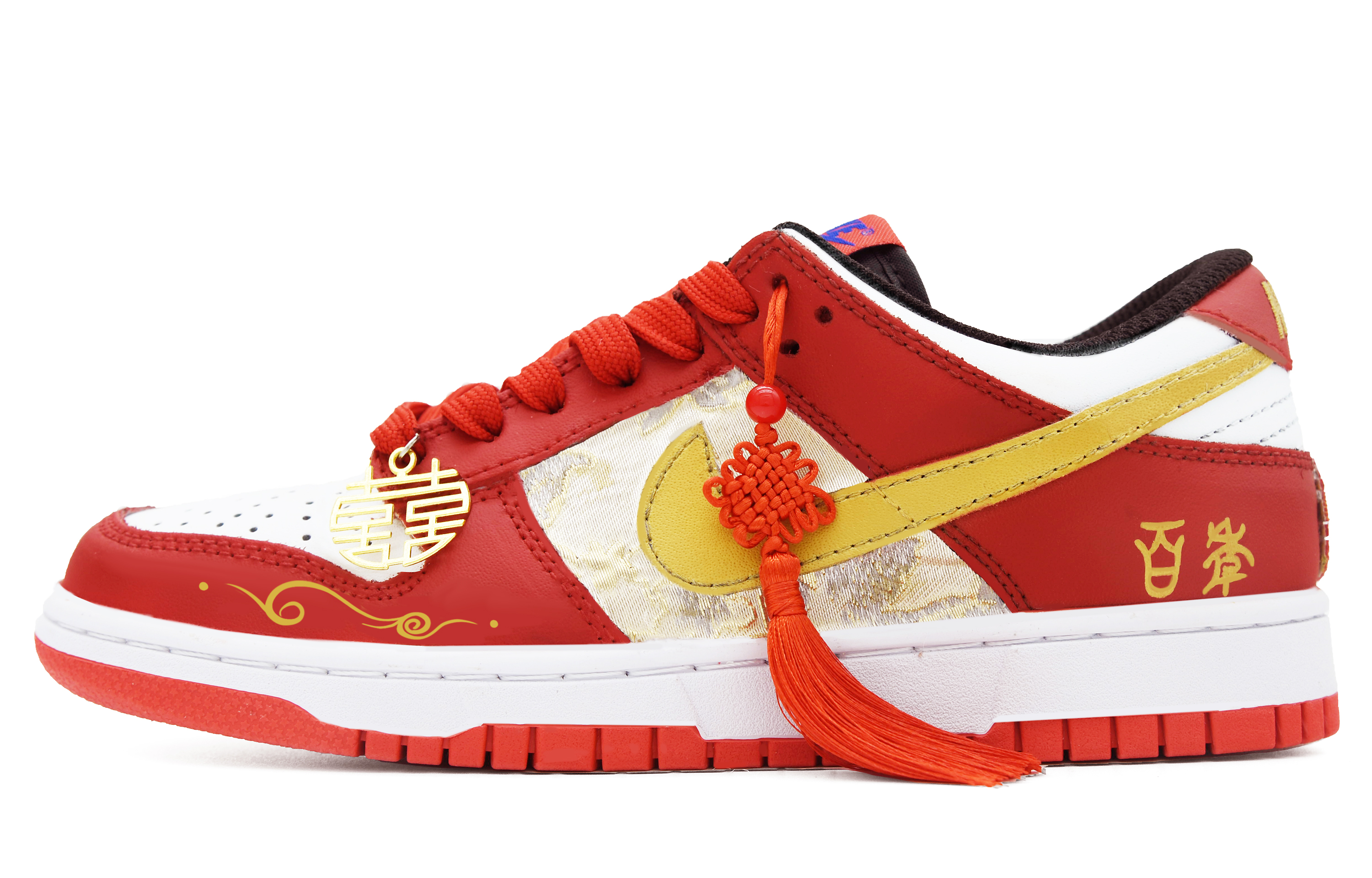 [Custom Shoes] Nike Dunk Low 'Red Dragon Phoenix Embroidery'