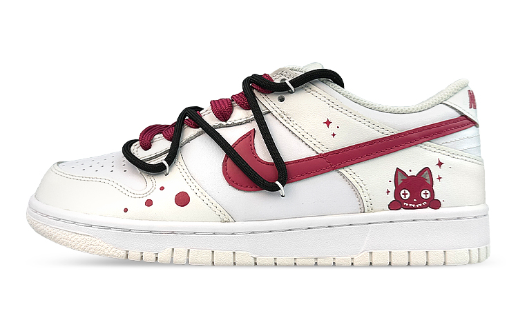 Buy 【訂製球鞋】Nike Dunk Low 滑板精靈 紅魔小狐狸 禮盒 防滑耐磨 解構鞋帶 低筒 板鞋 GS 白紅
