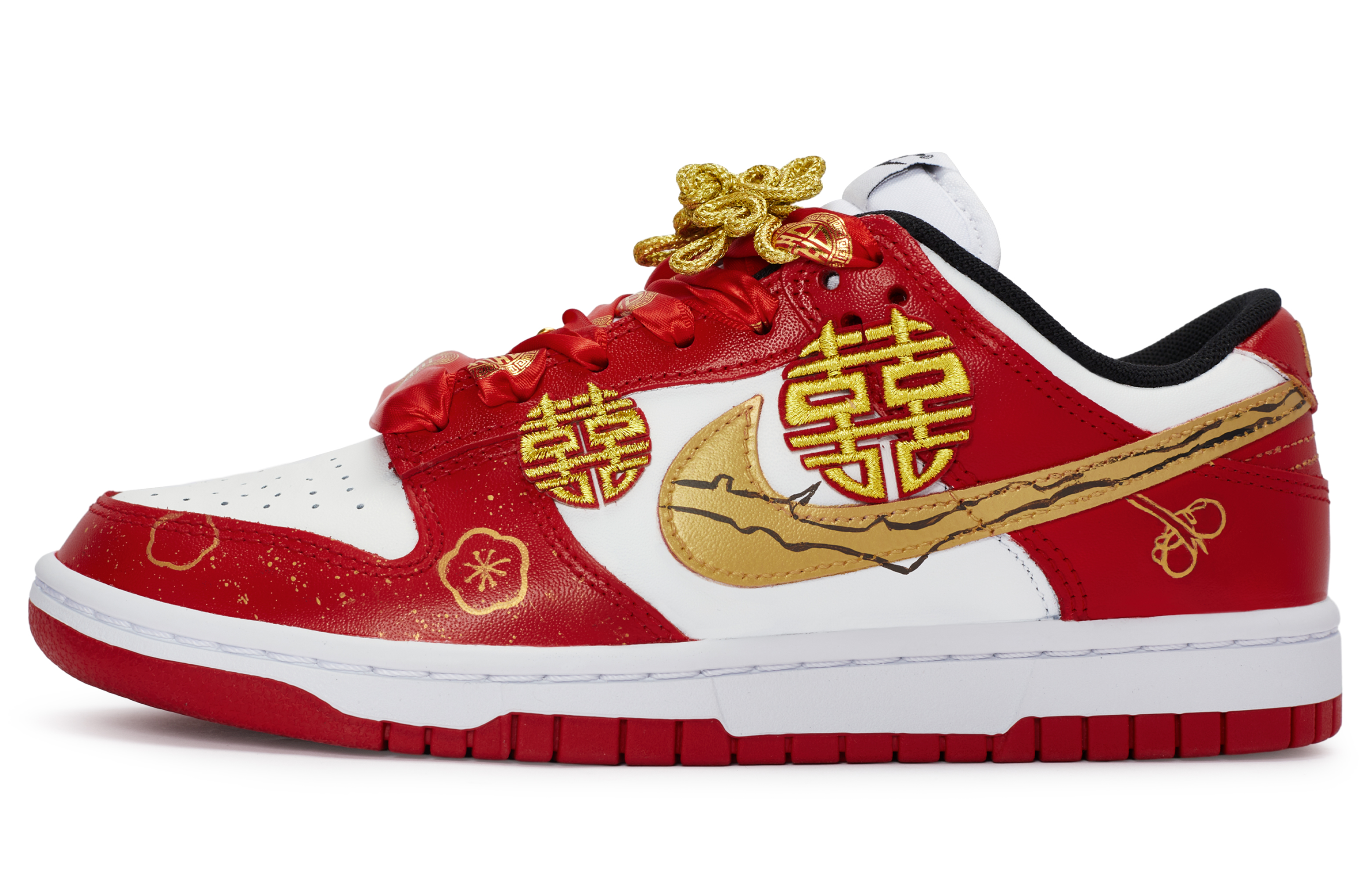 [Custom Shoes] Nike Dunk Low 'Red Gold White - Wedding Custom'
