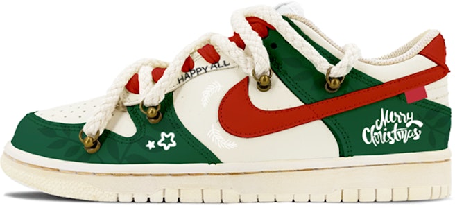 【定制球鞋】 Nike Dunk Low 浸染 解構鞋帶 vibe風氧化做舊 聖誕限定 低幫 板鞋 GS 紅綠 Buy 【定制球鞋】 Nike Dunk Low 浸染 解構鞋帶 vibe風氧化做舊 聖誕限定 低幫 板鞋 GS 紅綠