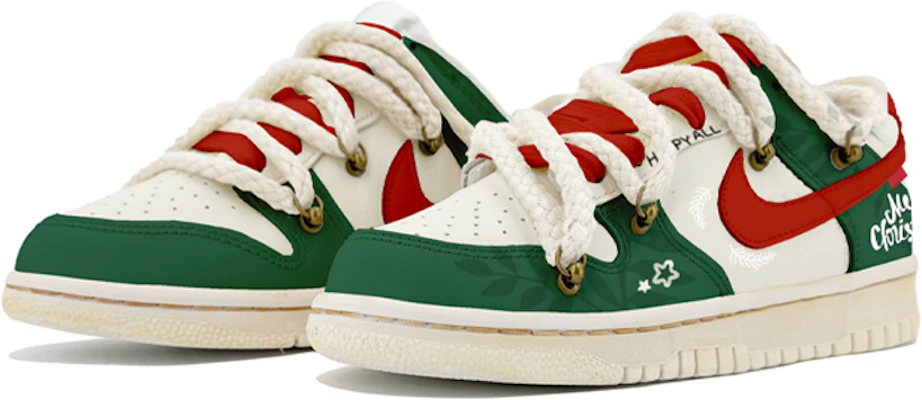 【定制球鞋】 Nike Dunk Low 浸染 解構鞋帶 vibe風氧化做舊 聖誕限定 低幫 板鞋 GS 紅綠 Lookbook 【定制球鞋】 Nike Dunk Low 浸染 解構鞋帶 vibe風氧化做舊 聖誕限定 低幫 板鞋 GS 紅綠