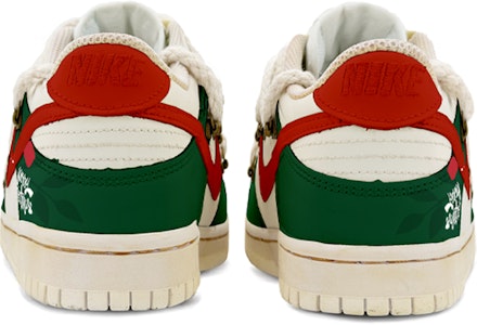 【定制球鞋】 Nike Dunk Low 浸染 解構鞋帶 vibe風氧化做舊 聖誕限定 低幫 板鞋 GS 紅綠 Shop 【定制球鞋】 Nike Dunk Low 浸染 解構鞋帶 vibe風氧化做舊 聖誕限定 低幫 板鞋 GS 紅綠