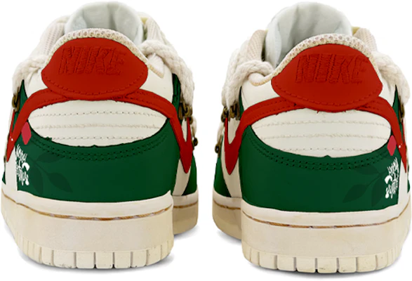 【定制球鞋】 Nike Dunk Low 浸染 解構鞋帶 vibe風氧化做舊 聖誕限定 低幫 板鞋 GS 紅綠 Shop 【定制球鞋】 Nike Dunk Low 浸染 解構鞋帶 vibe風氧化做舊 聖誕限定 低幫 板鞋 GS 紅綠